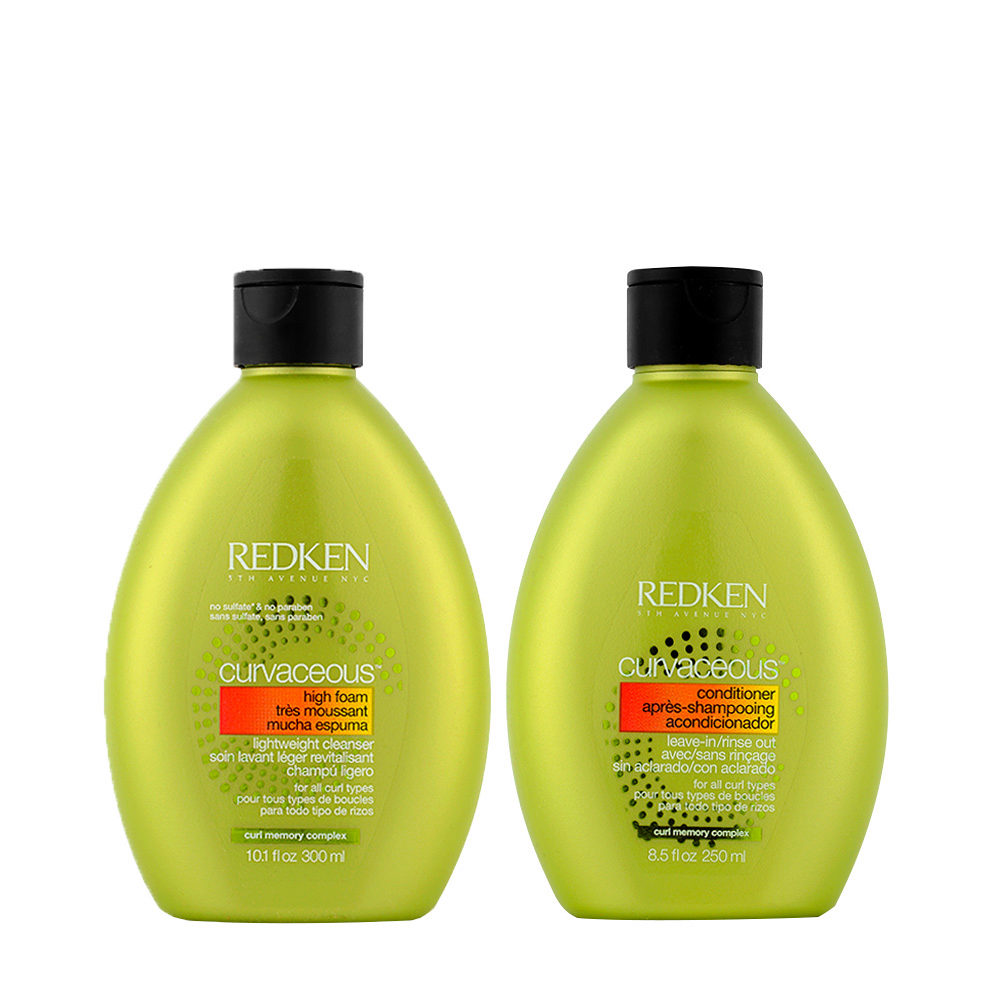 Redken Curvaceous Shampoo 300ml e Balsamo 250ml per Capelli Ricci